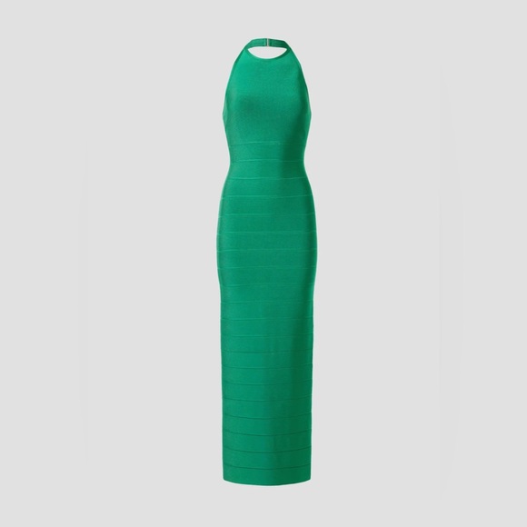 Hervé Léger Halter Bandage Gown - Green - Size XS - Picture 4 of 4